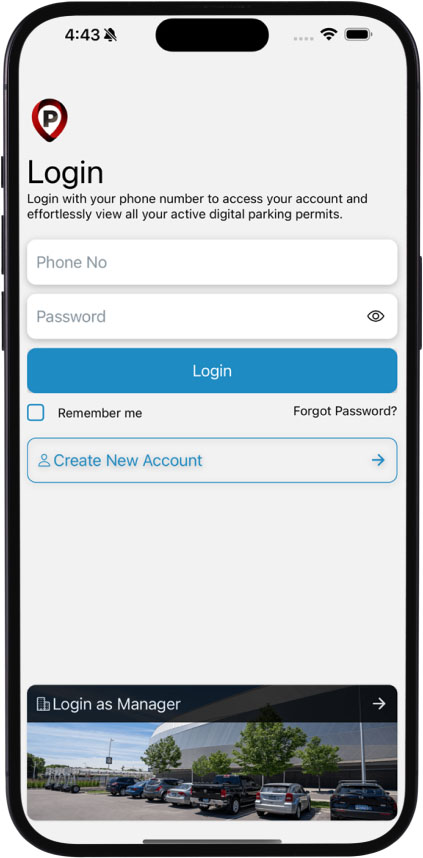 2 Home screen where user has to create account or login as existing user